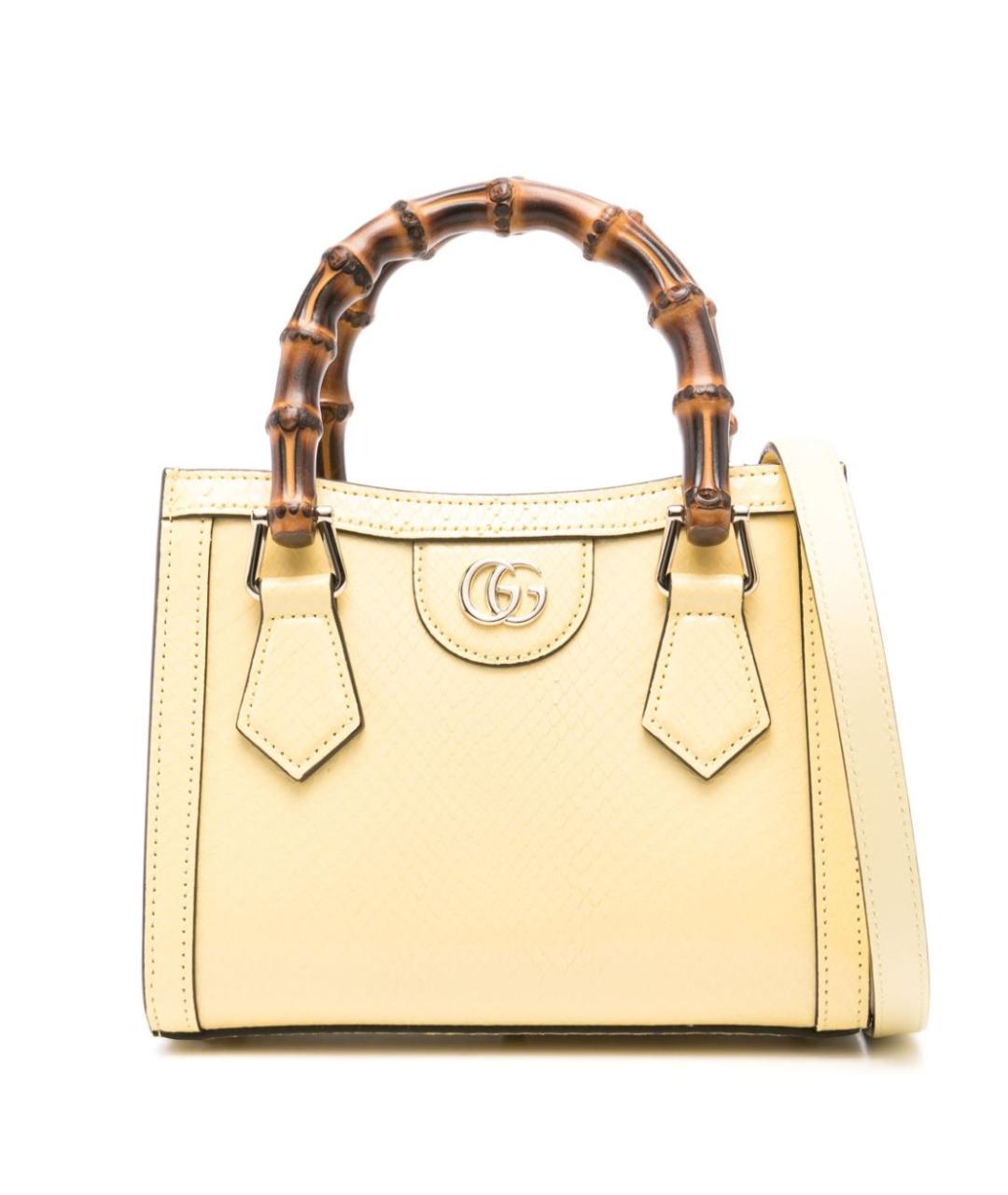GUCCI Желтая кожаная сумка тоут, фото 1