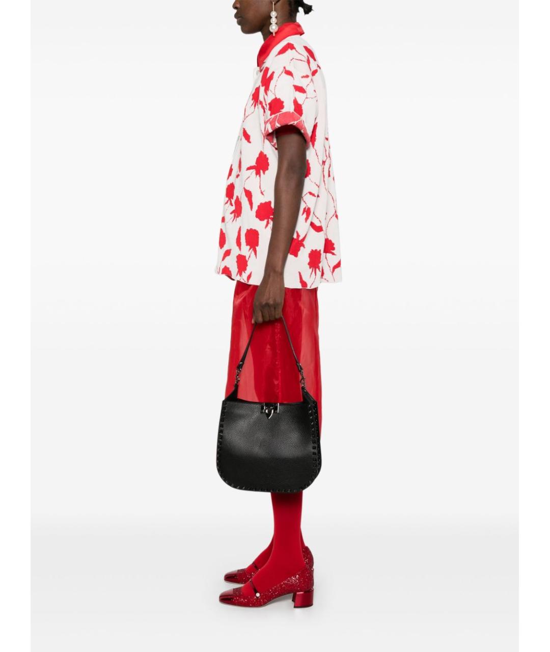 VALENTINO Черная кожаная сумка тоут, фото 5
