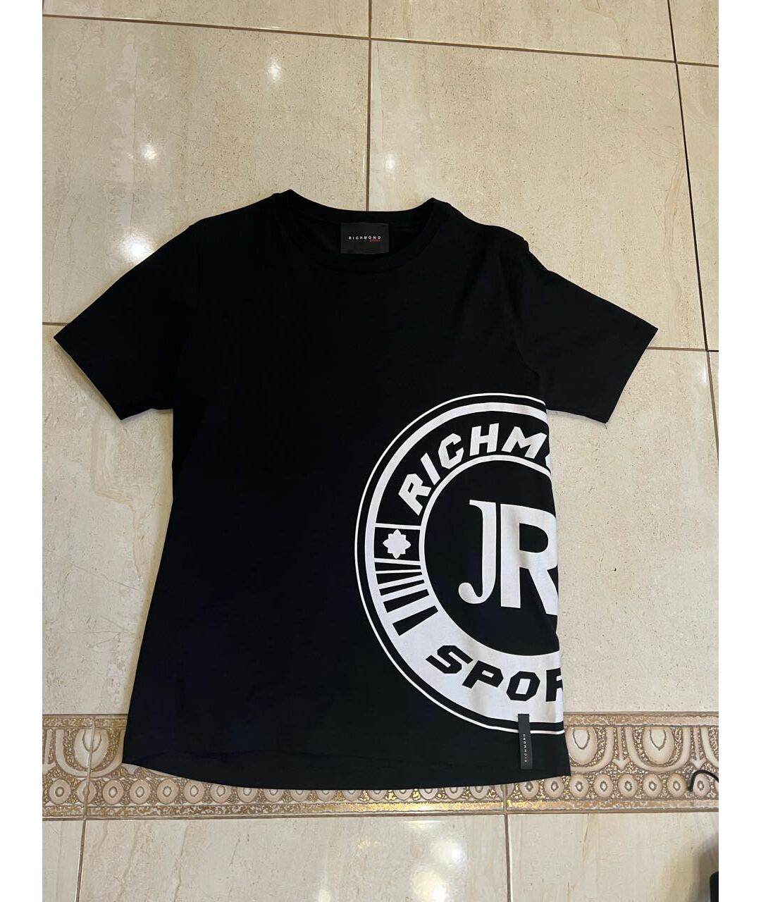 JOHN RICHMOND Черная хлопко-эластановая футболка, фото 2
