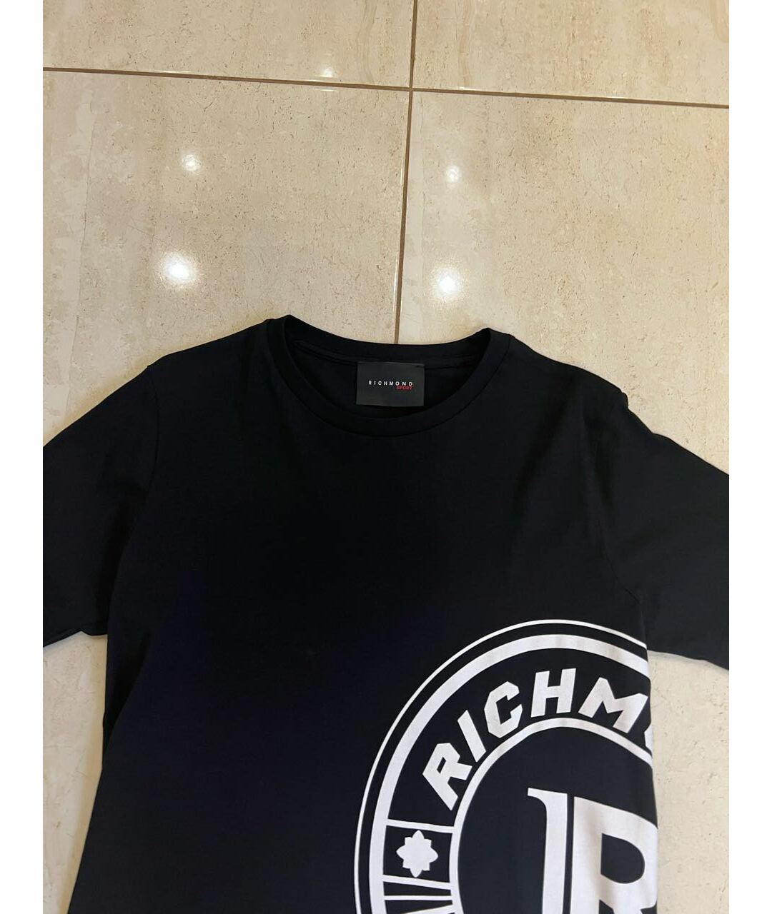 JOHN RICHMOND Черная хлопко-эластановая футболка, фото 3