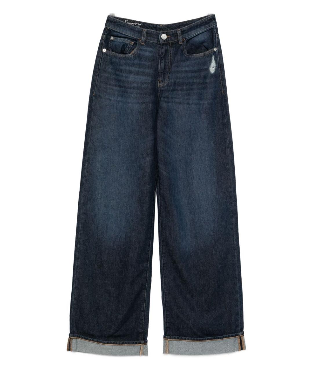 EMPORIO ARMANI Темно-синие хлопковые прямые джинсы, фото 1