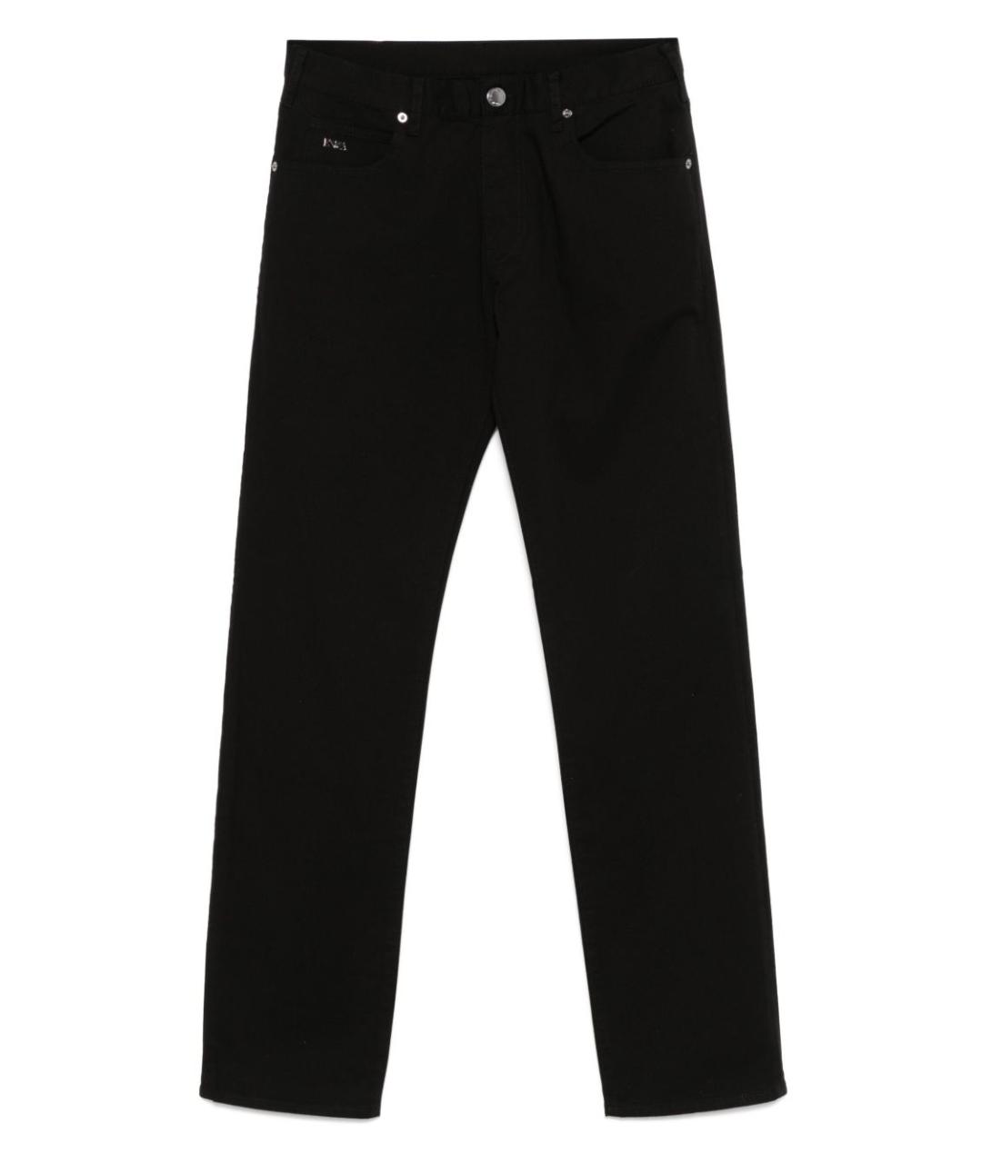 EMPORIO ARMANI Черные хлопковые прямые джинсы, фото 1