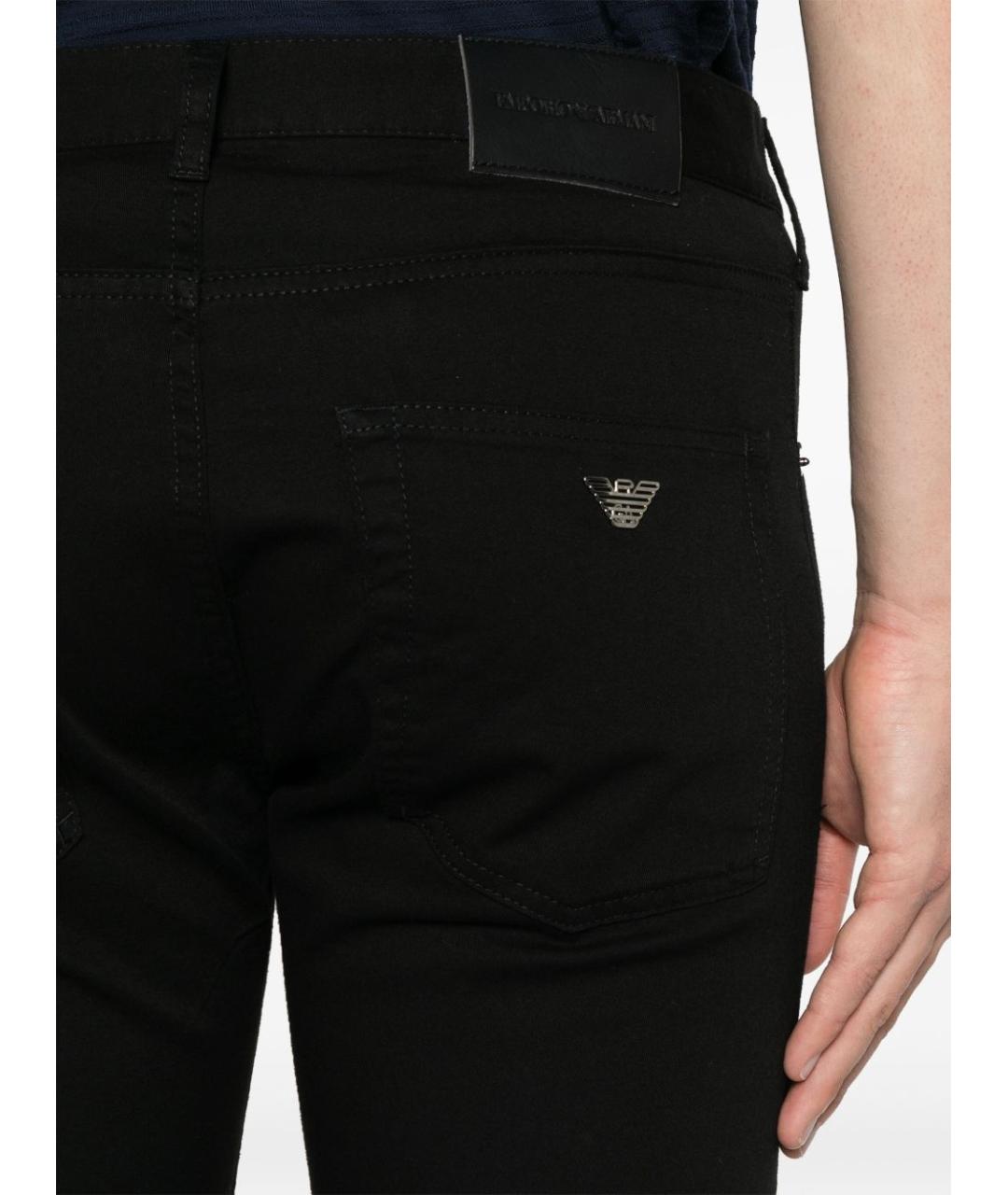 EMPORIO ARMANI Черные хлопковые прямые джинсы, фото 2