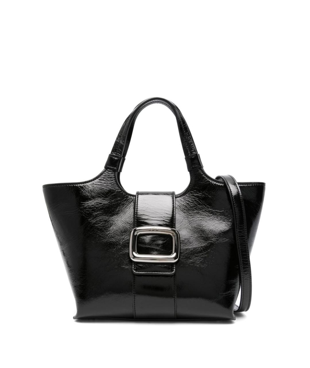ROGER VIVIER Черная сумка тоут из лакированной кожи, фото 1