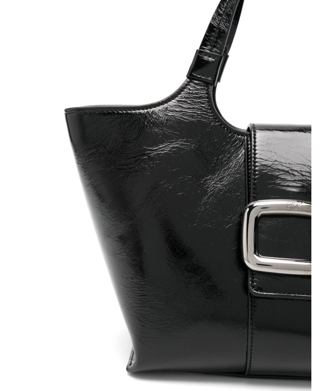 ROGER VIVIER Черная сумка тоут из лакированной кожи, фото 5