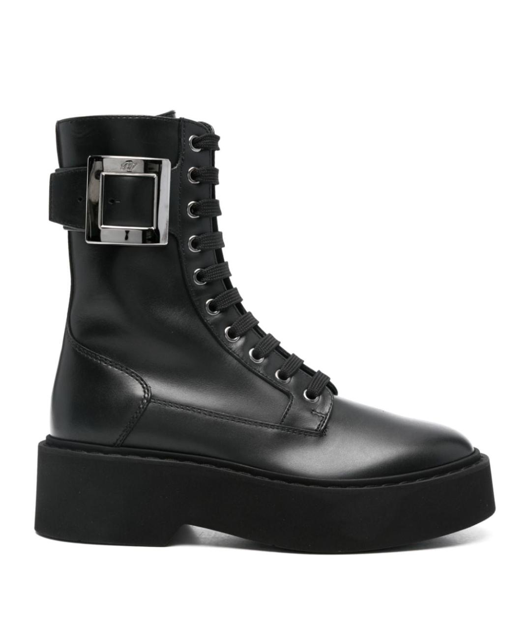 ROGER VIVIER Черные кожаные ботинки, фото 1