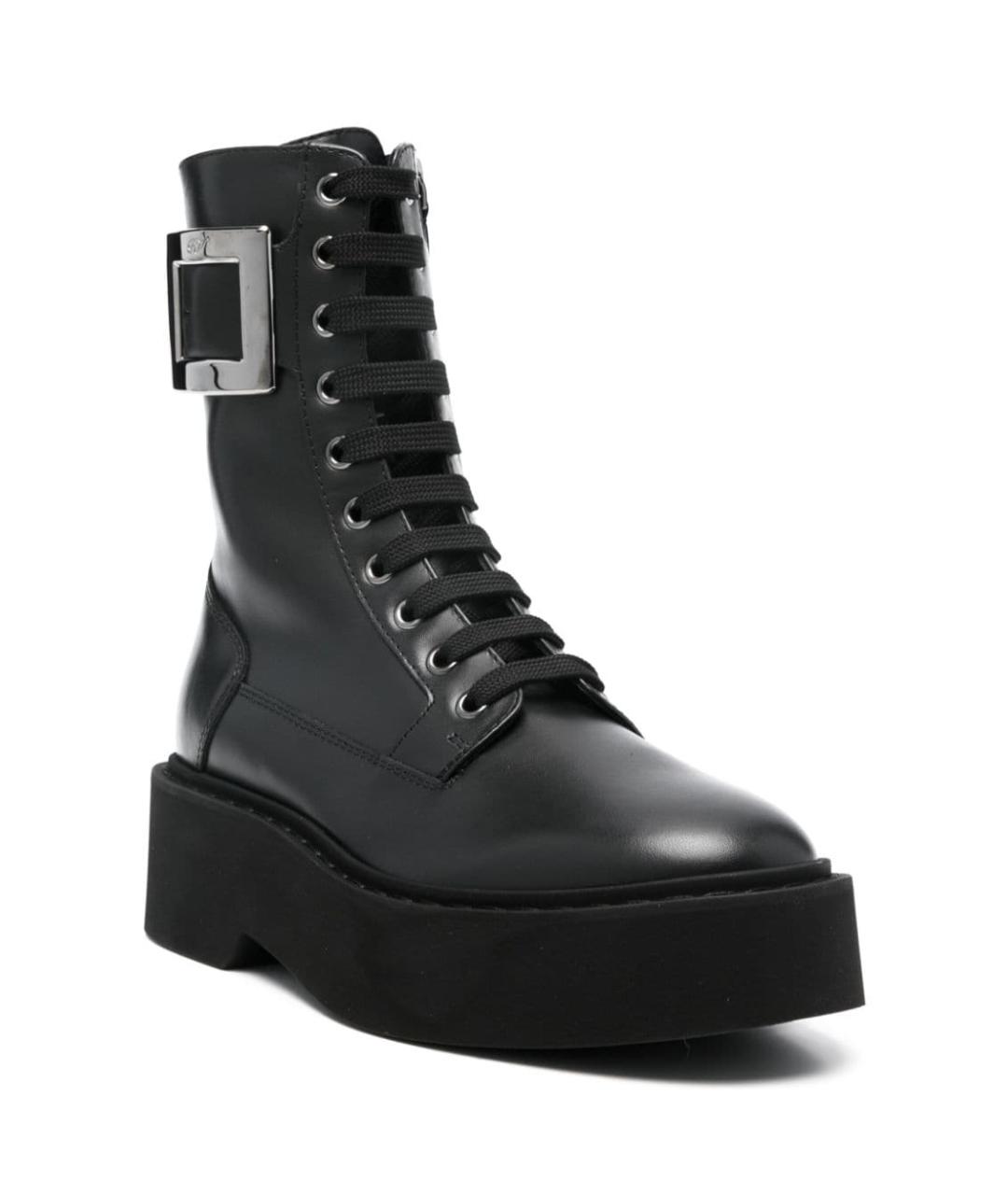 ROGER VIVIER Черные кожаные ботинки, фото 3