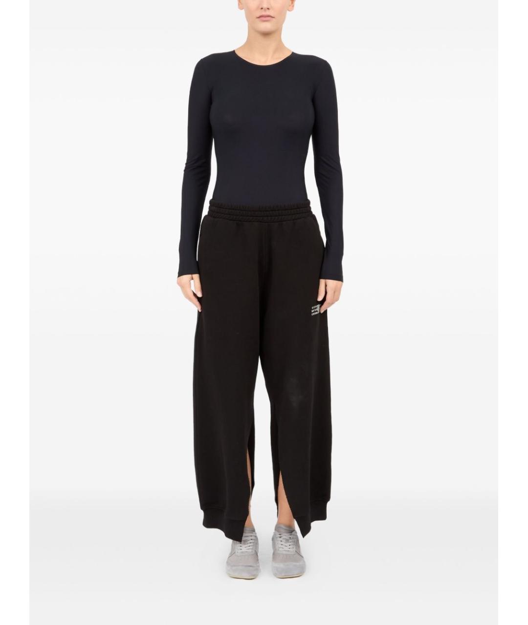 MM6 MAISON MARGIELA Черные хлопковые прямые брюки, фото 2