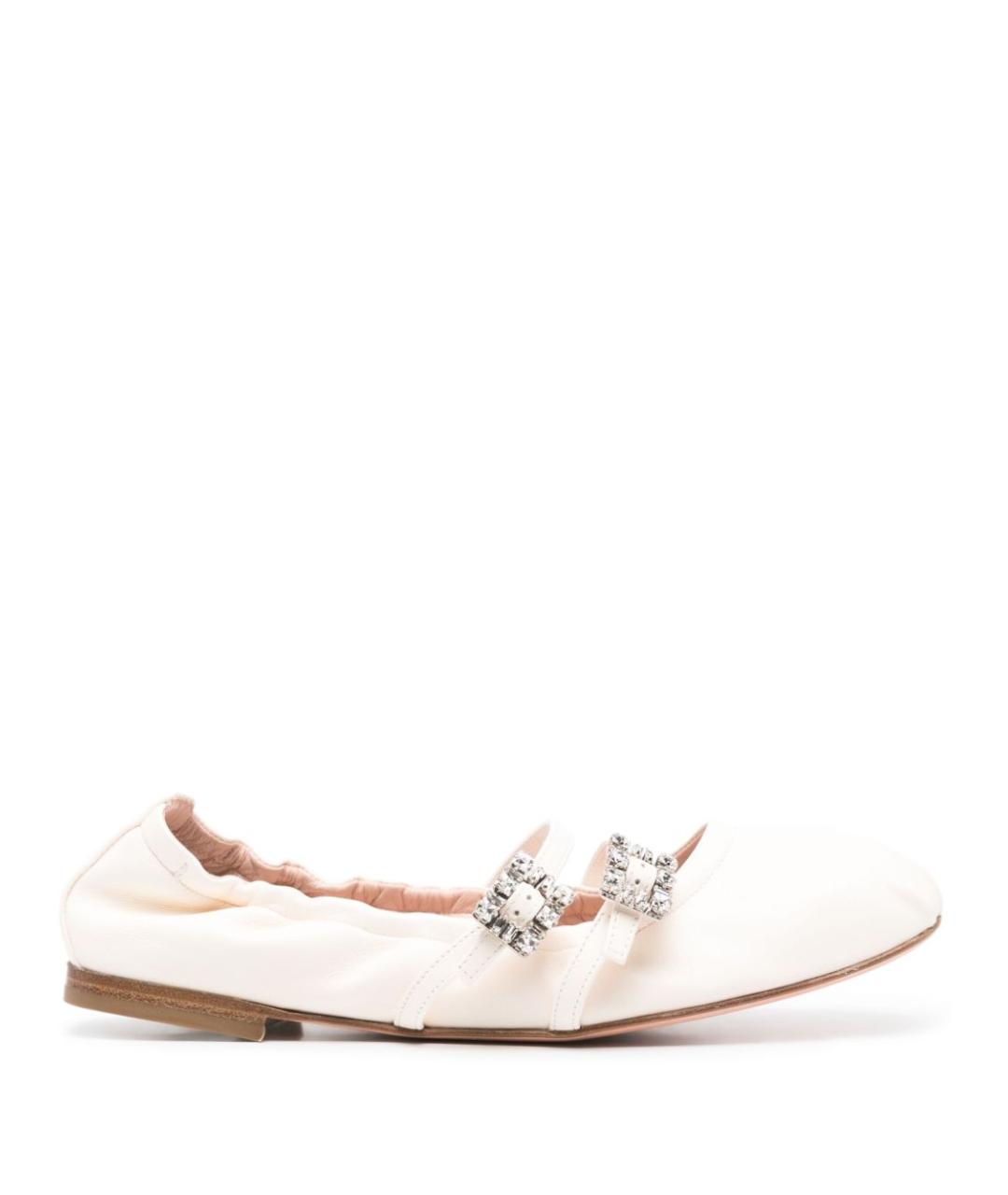 ROGER VIVIER Белые кожаные балетки, фото 1