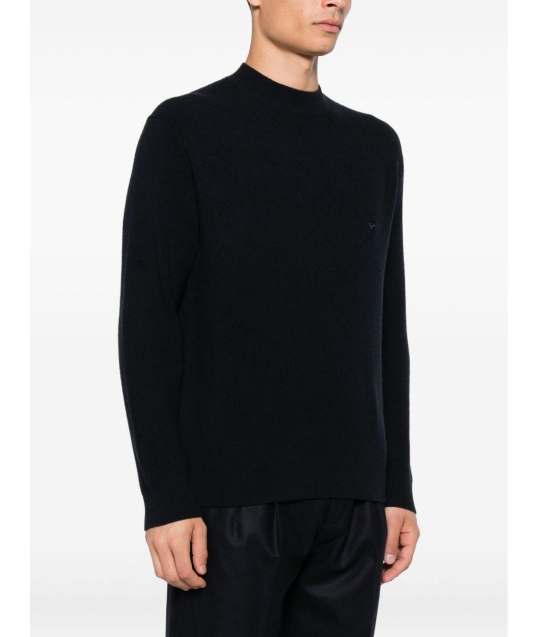 EMPORIO ARMANI Темно-синий кашемировый джемпер / свитер, фото 3