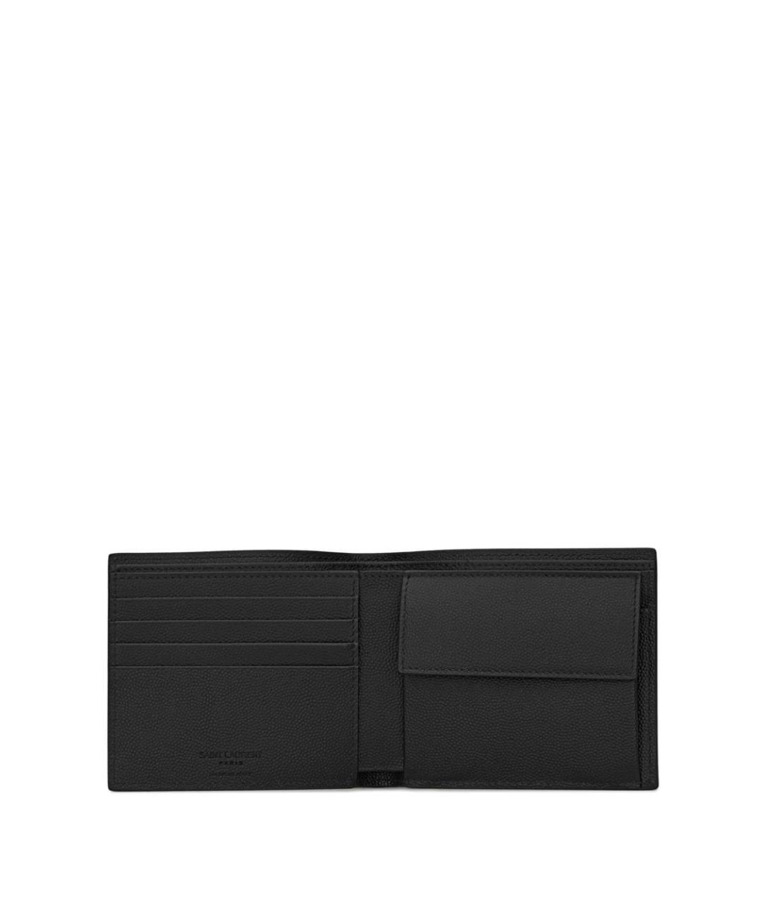 SAINT LAURENT Черный кожаный кошелек, фото 4