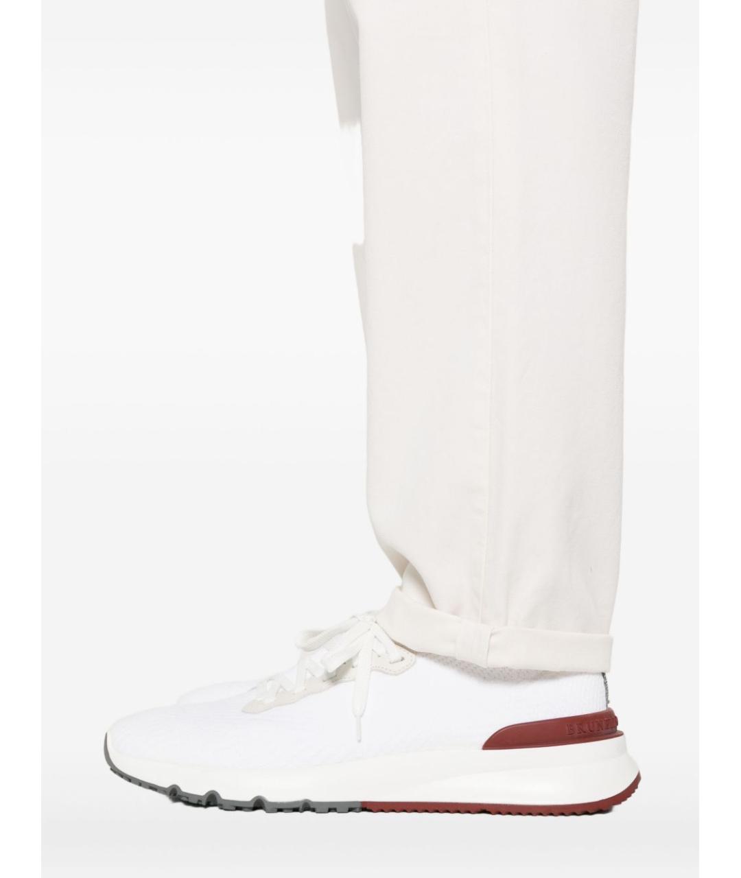 BRUNELLO CUCINELLI Белые хлопковые повседневные брюки, фото 4