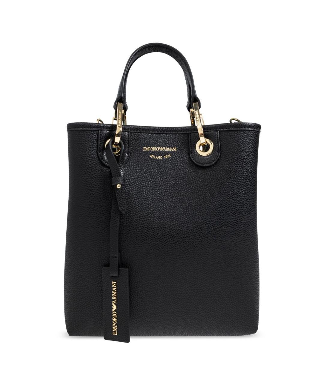 EMPORIO ARMANI Черная сумка тоут из искусственной кожи, фото 1