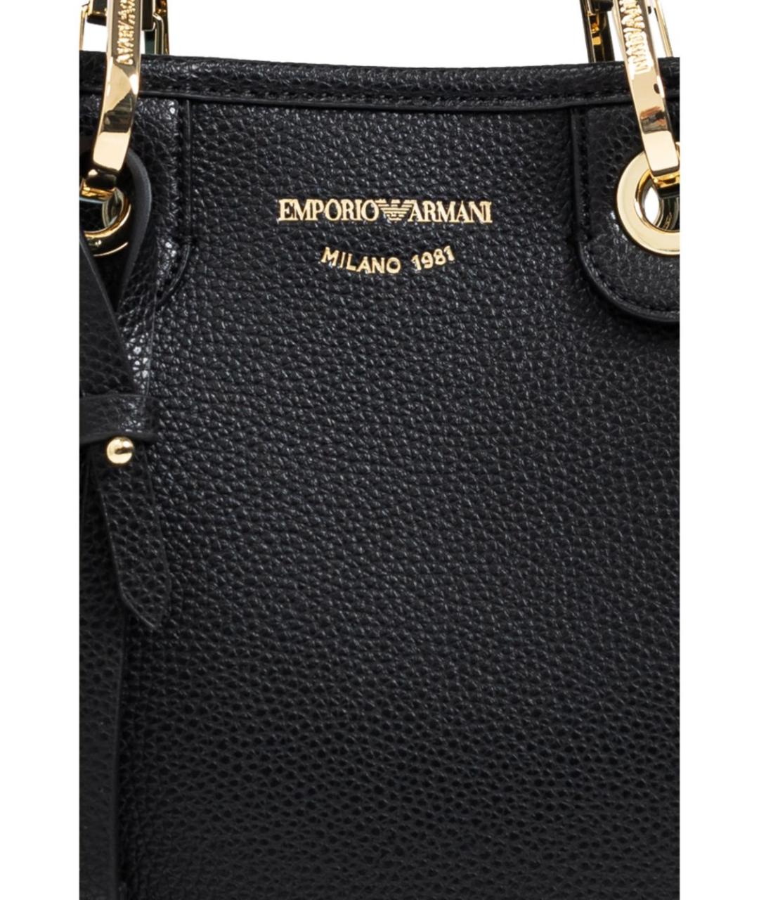 EMPORIO ARMANI Черная сумка тоут из искусственной кожи, фото 4