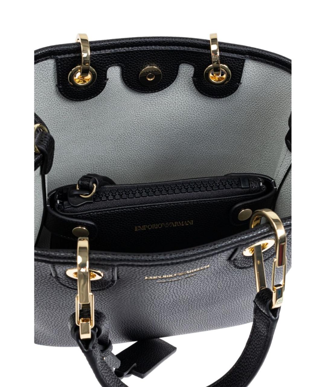 EMPORIO ARMANI Черная сумка тоут из искусственной кожи, фото 6