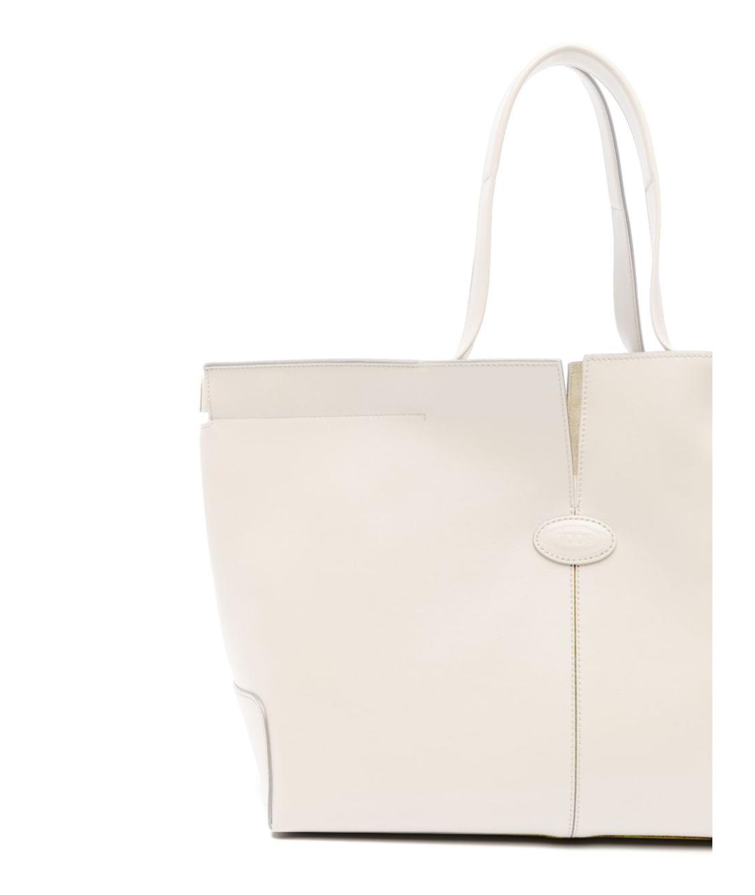 TOD'S Белая кожаная сумка тоут, фото 5