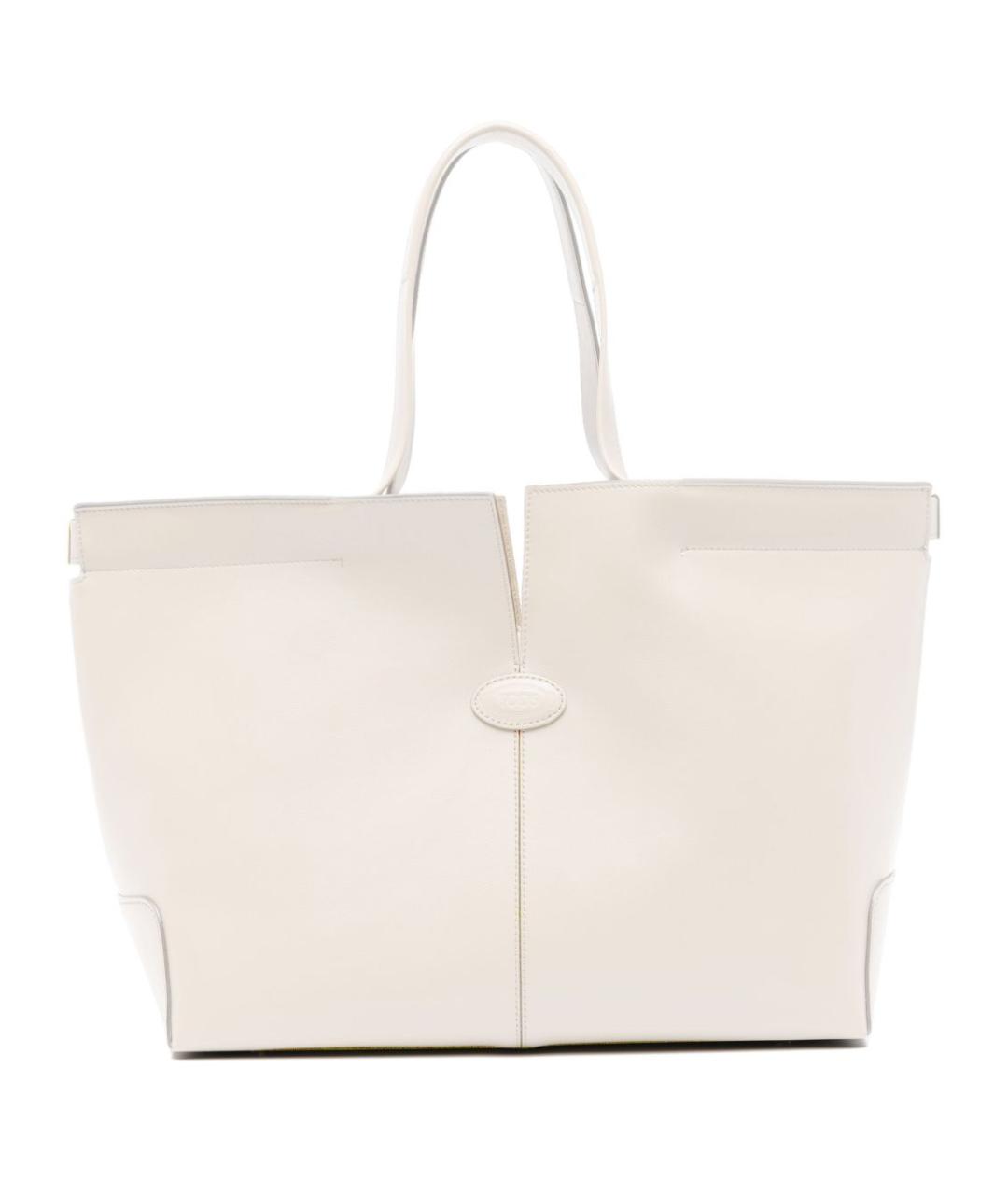 TOD'S Белая кожаная сумка тоут, фото 1