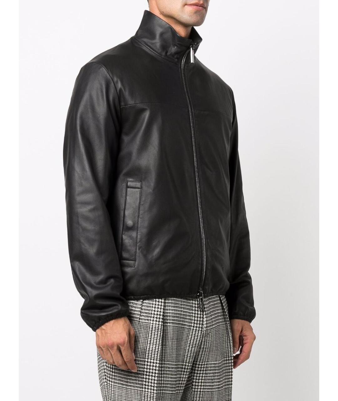 EMPORIO ARMANI Черная кожаная куртка, фото 5