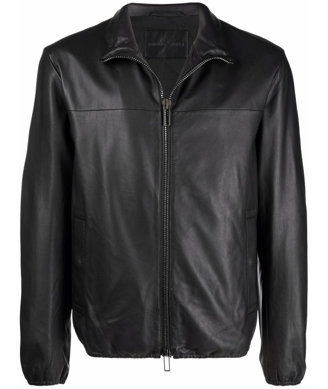 EMPORIO ARMANI Черная кожаная куртка, фото 1