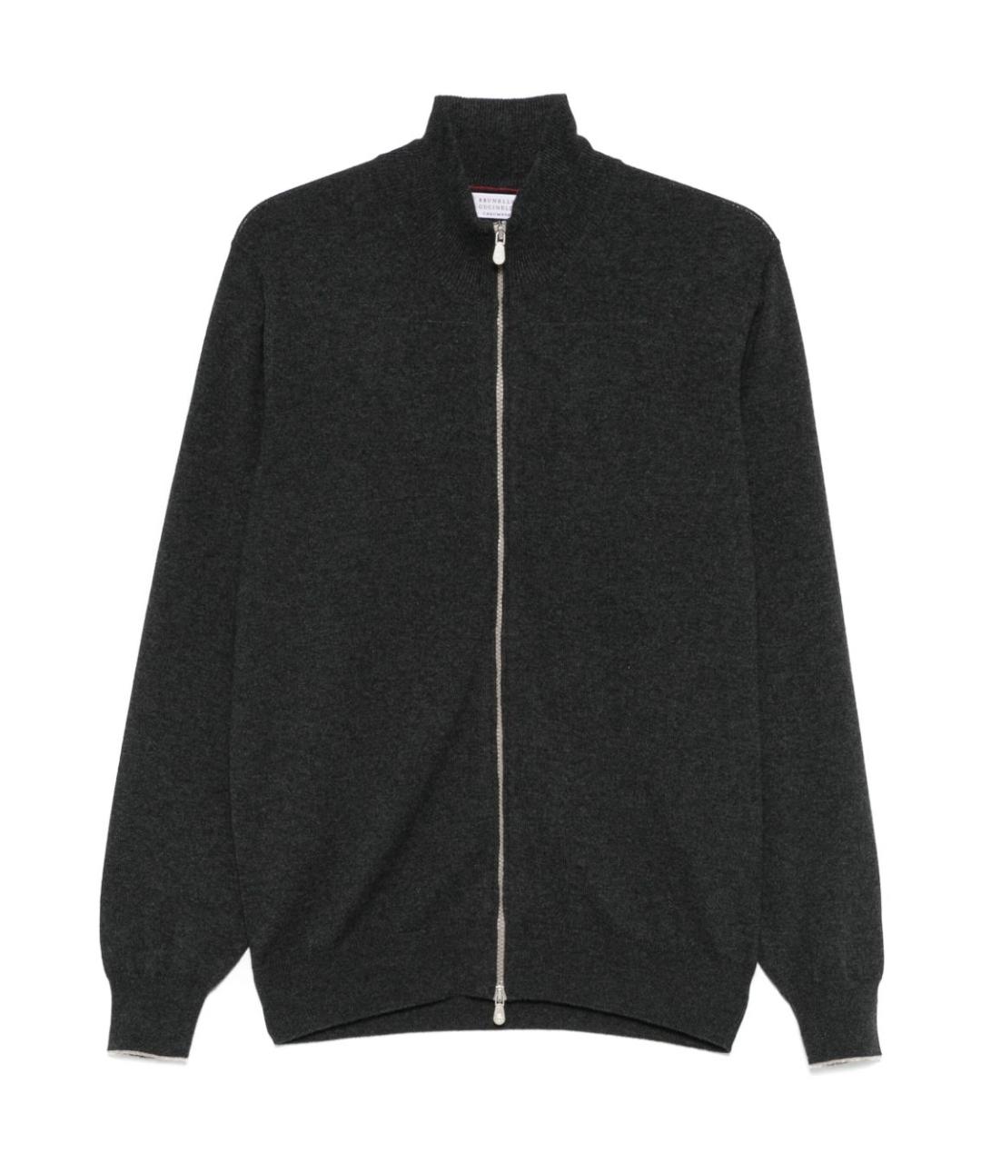 BRUNELLO CUCINELLI Антрацитовый кашемировый кардиган, фото 1