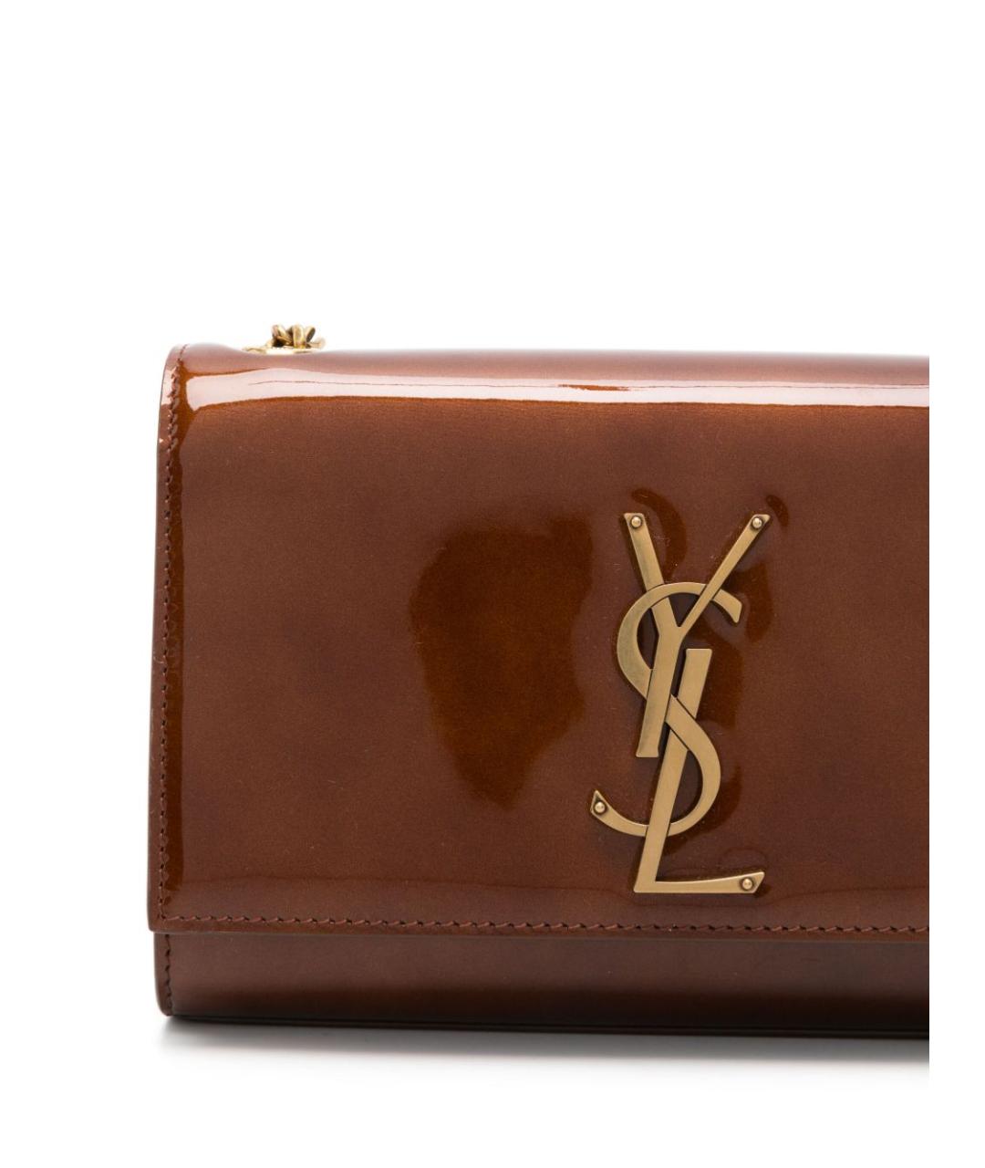 SAINT LAURENT Коричневая кожаная сумка через плечо, фото 3