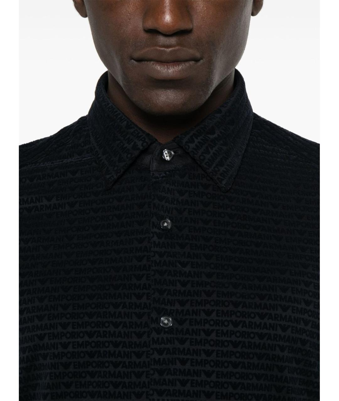 EMPORIO ARMANI Темно-синяя хлопковая кэжуал рубашка, фото 4