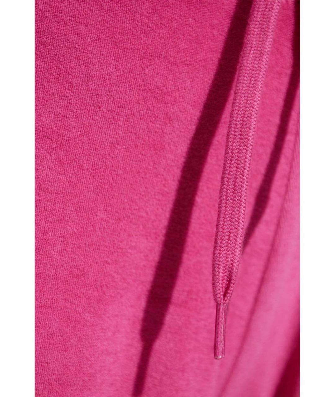BALENCIAGA Розовые хлопко-эластановые прямые брюки, фото 4