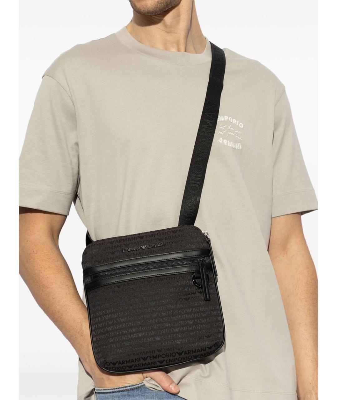 EMPORIO ARMANI Черная синтетическая сумка на плечо, фото 2