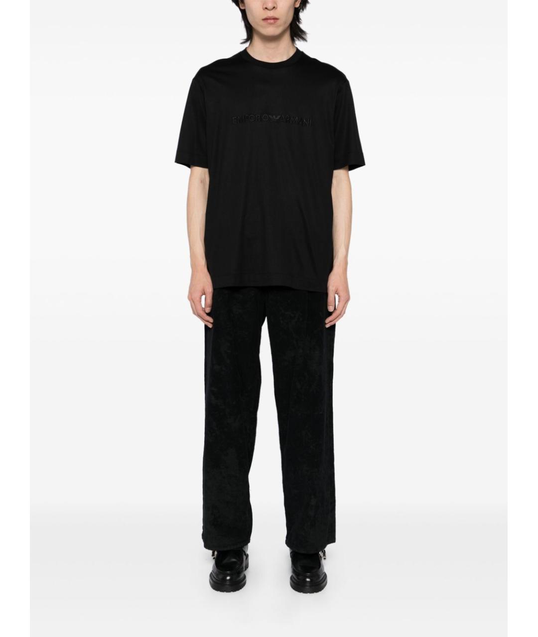 EMPORIO ARMANI Черная хлопковая футболка, фото 4