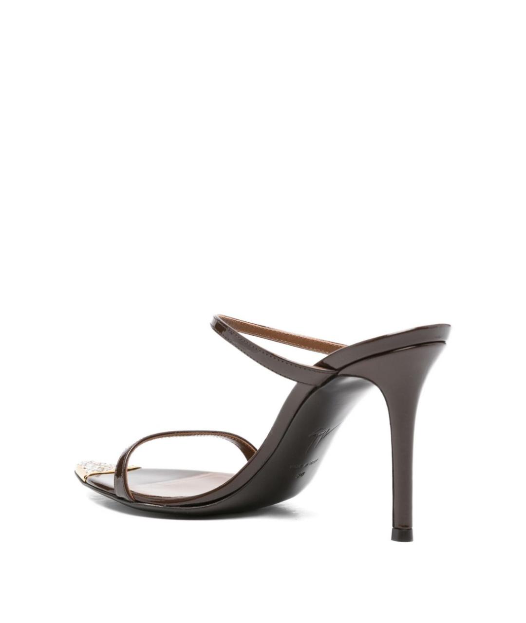 GIUSEPPE ZANOTTI DESIGN Коричневые мюли из лакированной кожи, фото 4