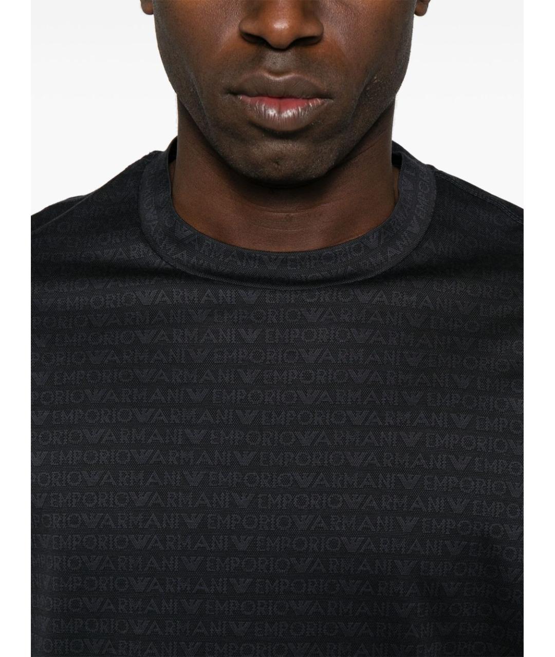 EMPORIO ARMANI Черная хлопковая футболка, фото 2