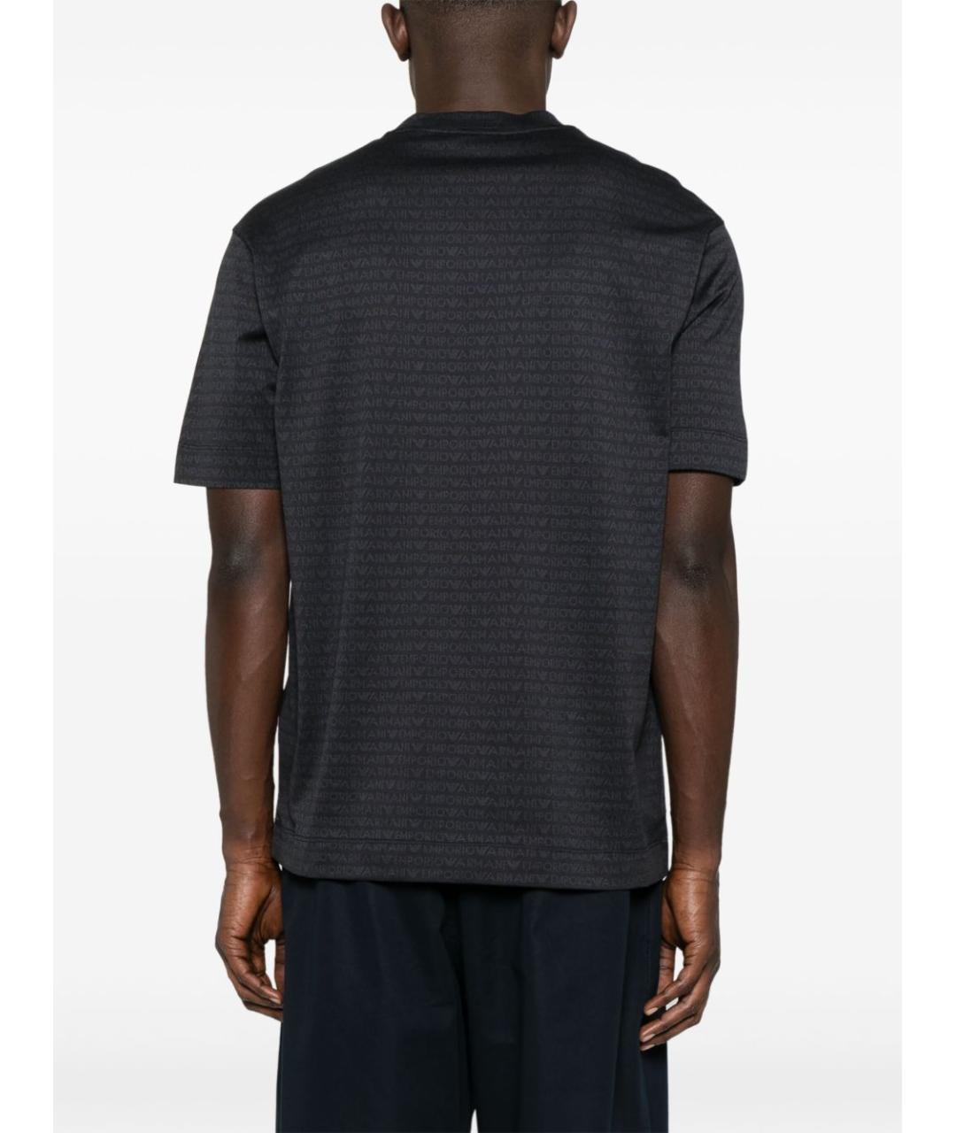 EMPORIO ARMANI Черная хлопковая футболка, фото 4