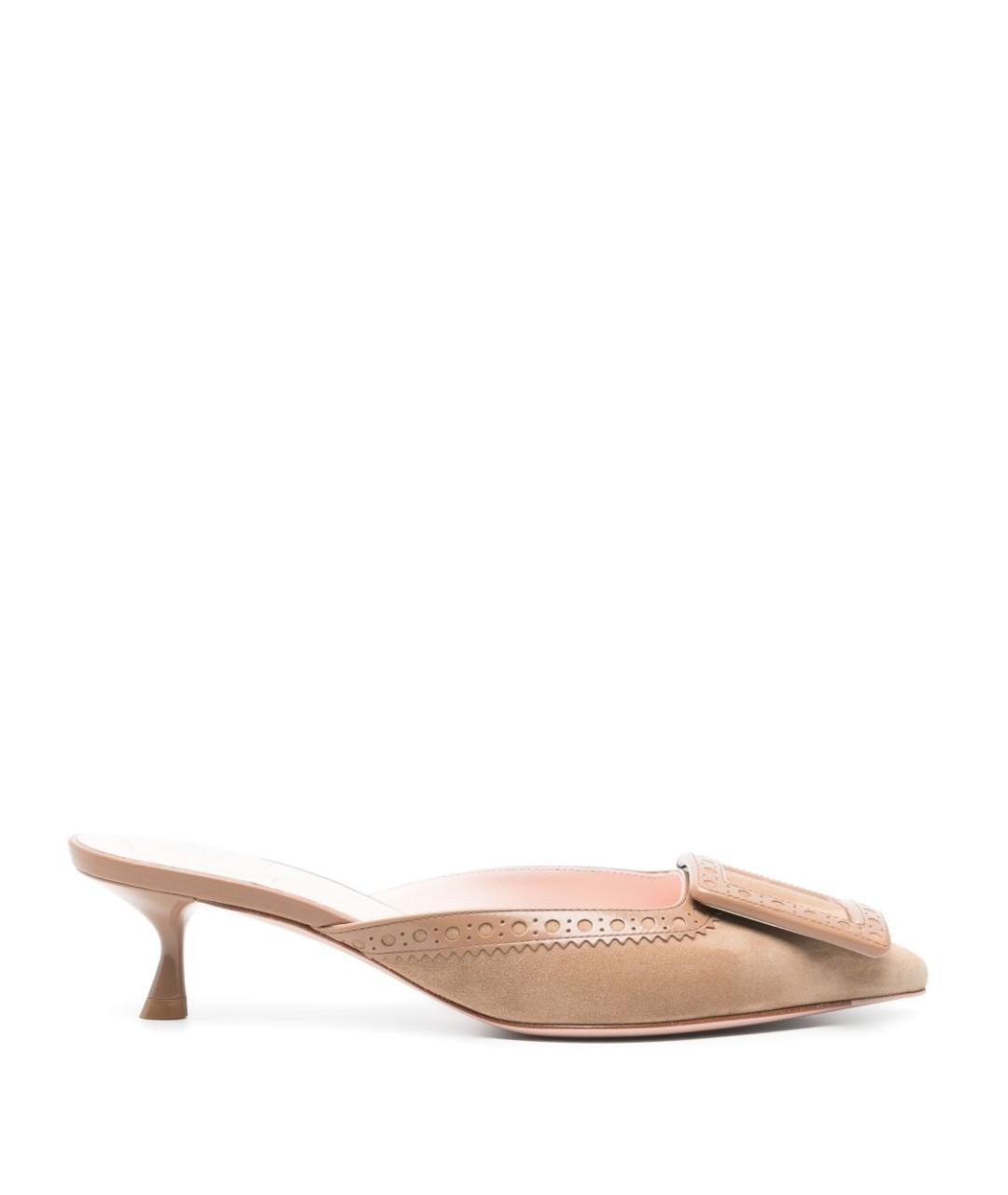 ROGER VIVIER Бежевые замшевые мюли, фото 1