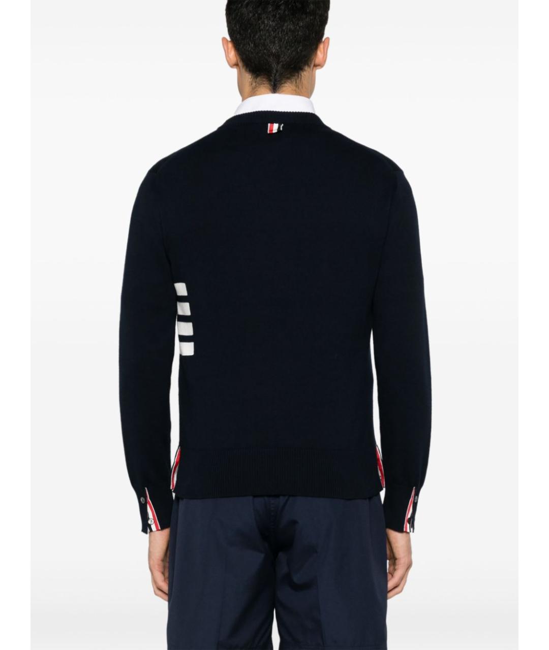 THOM BROWNE Темно-синий хлопковый джемпер / свитер, фото 3