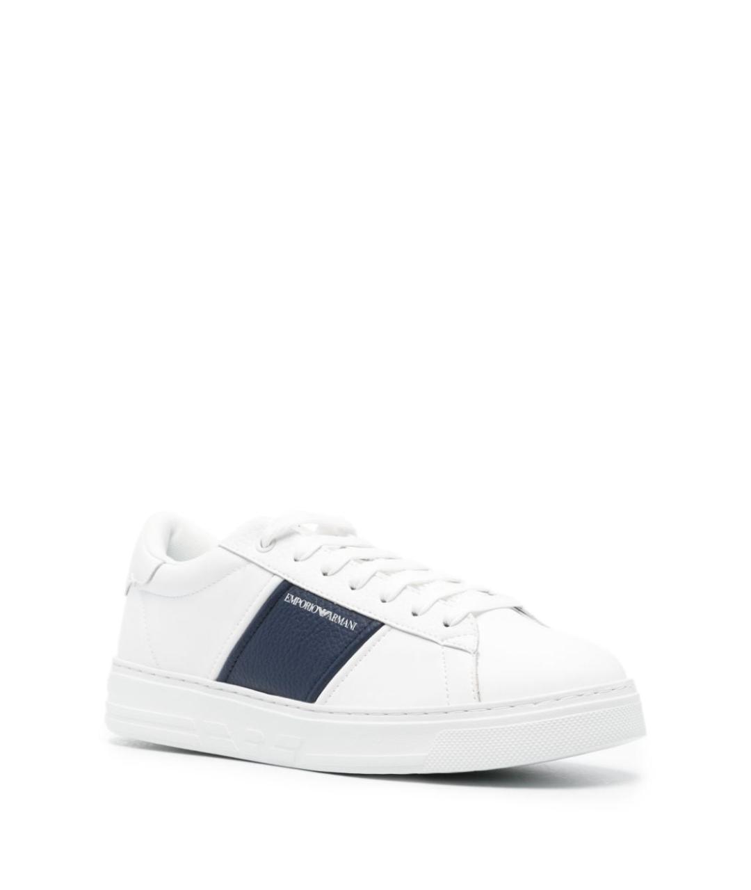 EMPORIO ARMANI Белые кожаные низкие кроссовки / кеды, фото 3