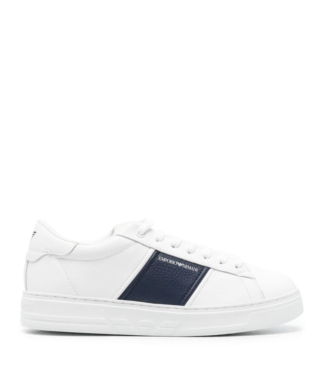 EMPORIO ARMANI Белые кожаные низкие кроссовки / кеды, фото 1