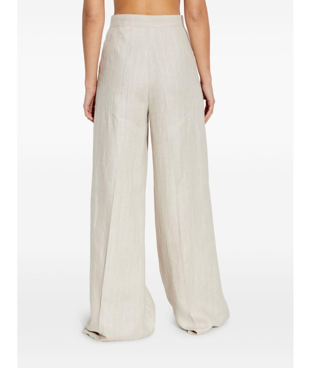 MAX MARA Бежевые льняные прямые брюки, фото 2