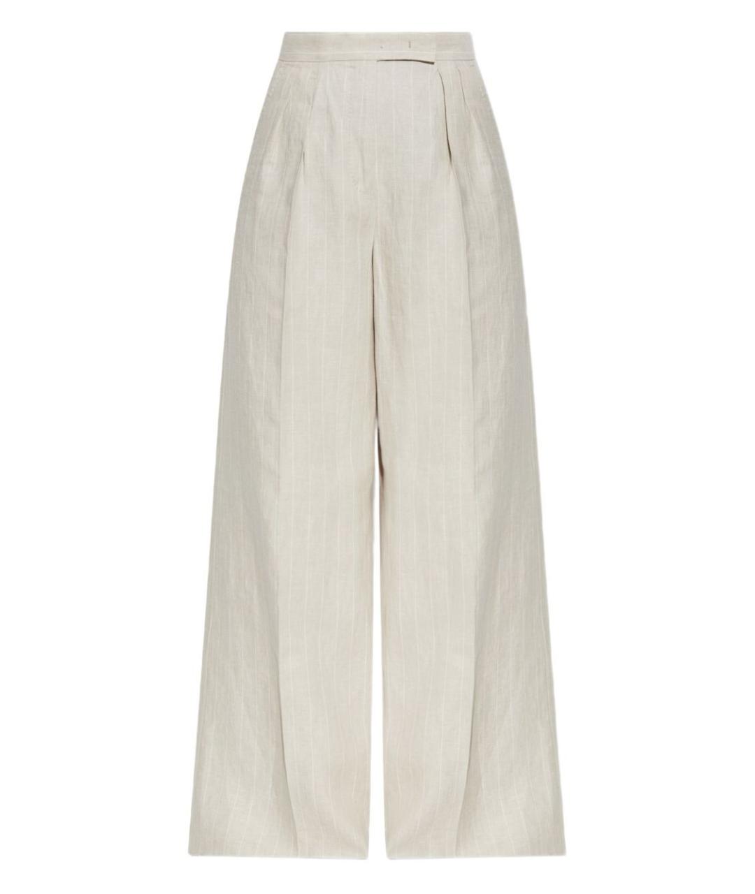 MAX MARA Бежевые льняные прямые брюки, фото 1