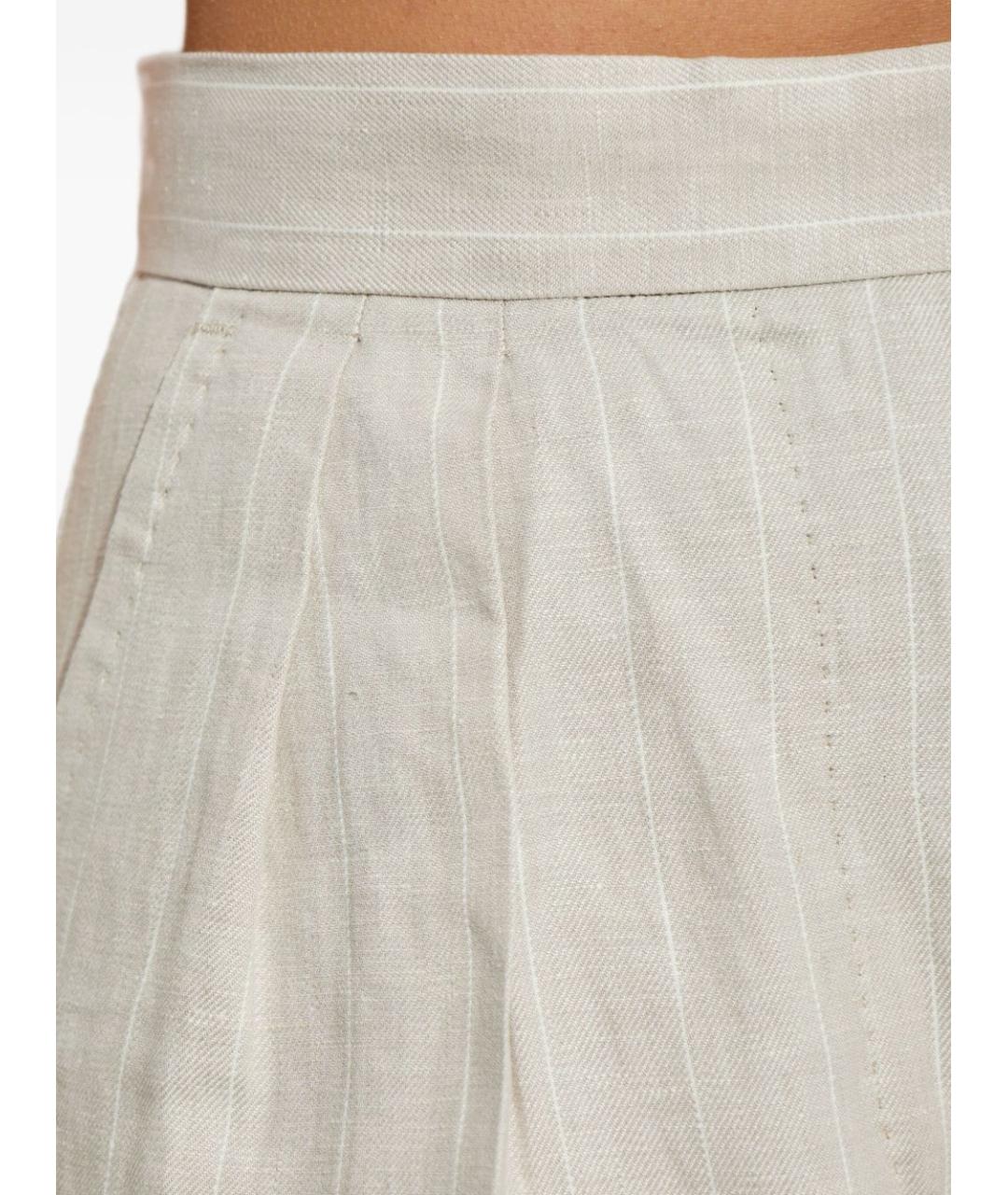 MAX MARA Бежевые льняные прямые брюки, фото 5