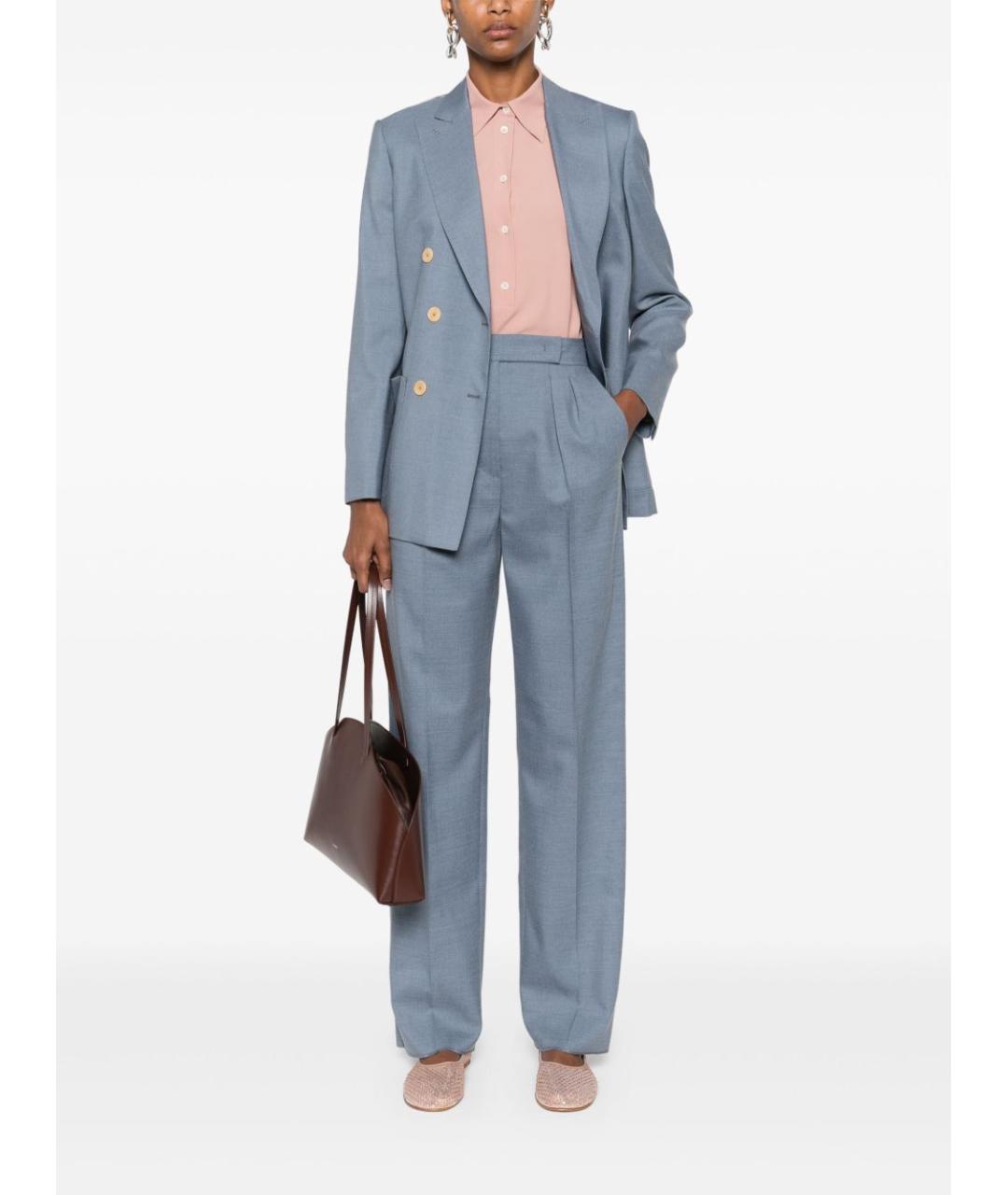MAX MARA Голубые прямые брюки, фото 3