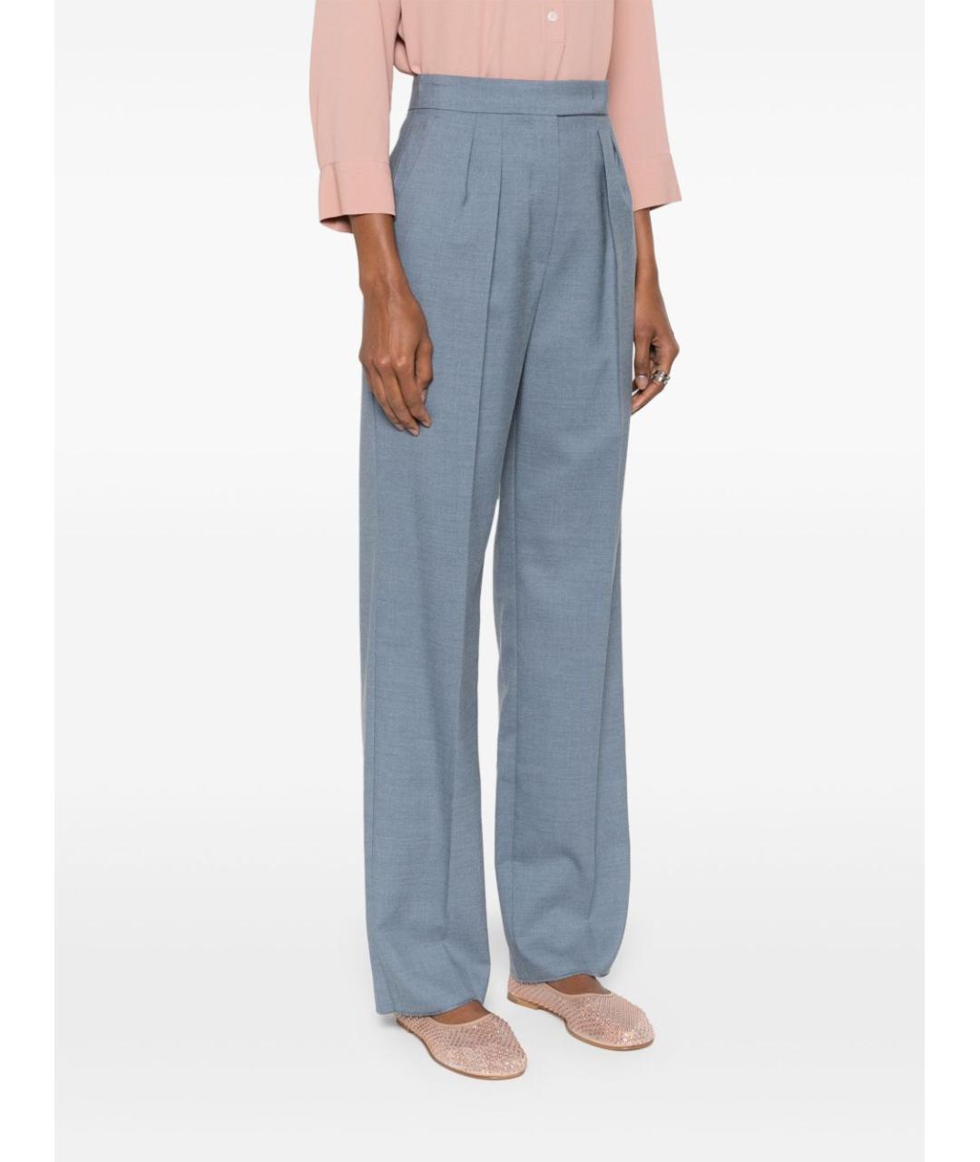 MAX MARA Голубые прямые брюки, фото 2