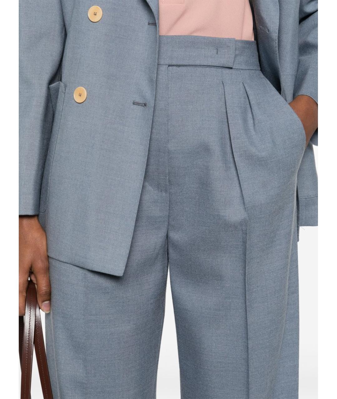 MAX MARA Голубые прямые брюки, фото 5