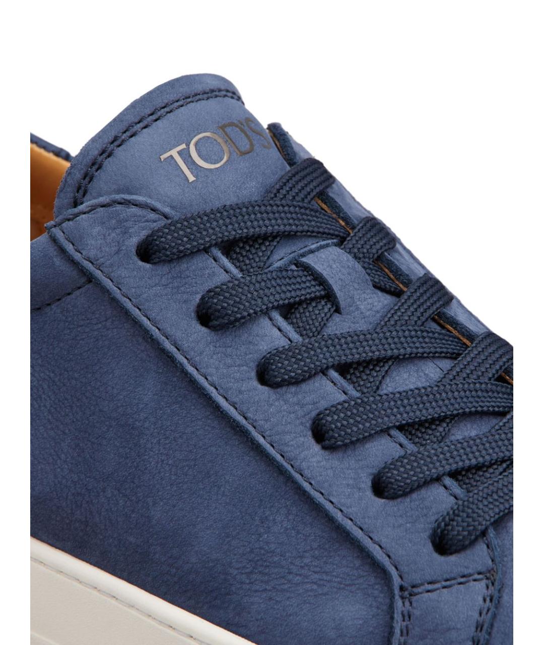 TOD'S Синие кожаные низкие кроссовки / кеды, фото 4