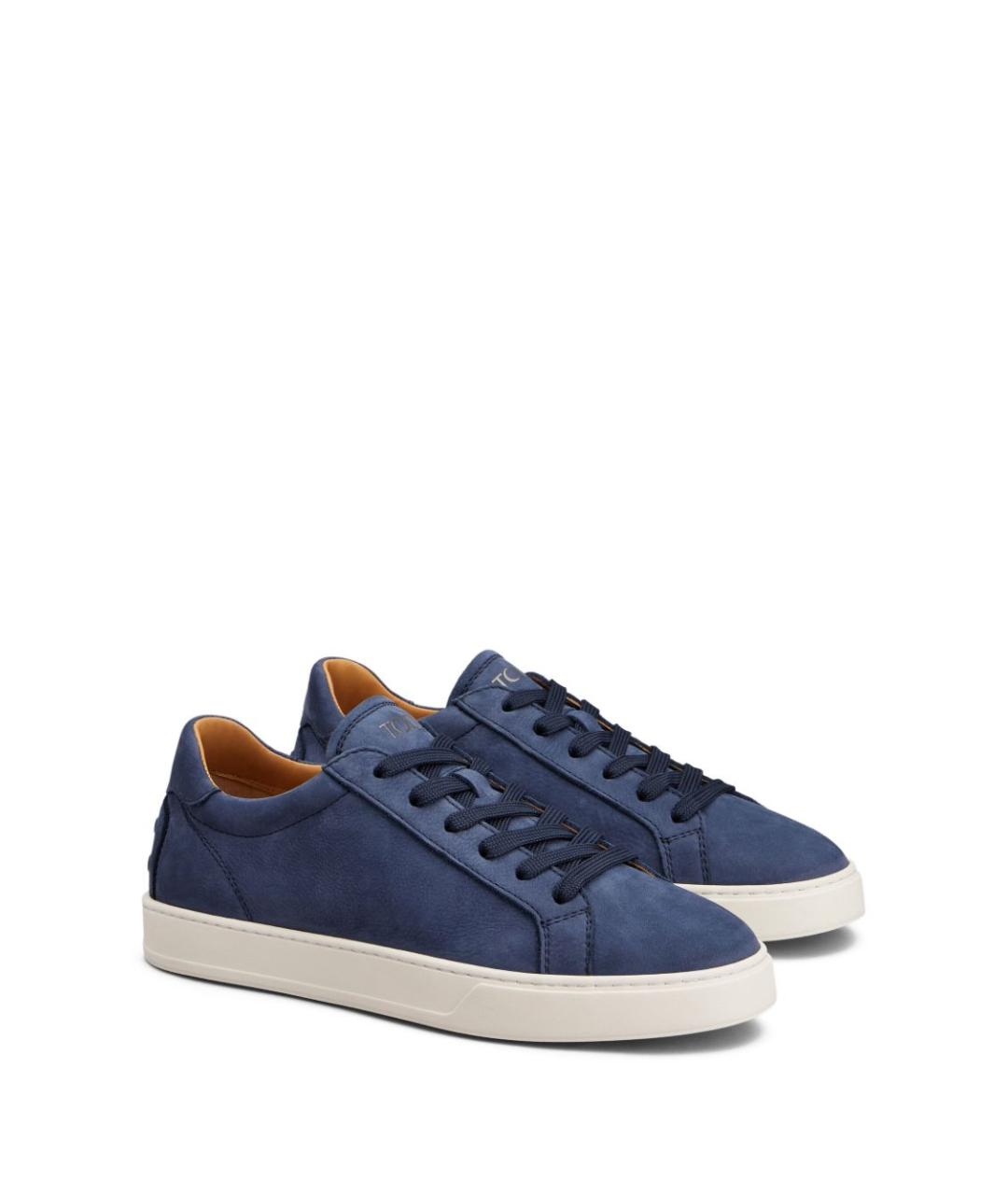 TOD'S Синие кожаные низкие кроссовки / кеды, фото 5