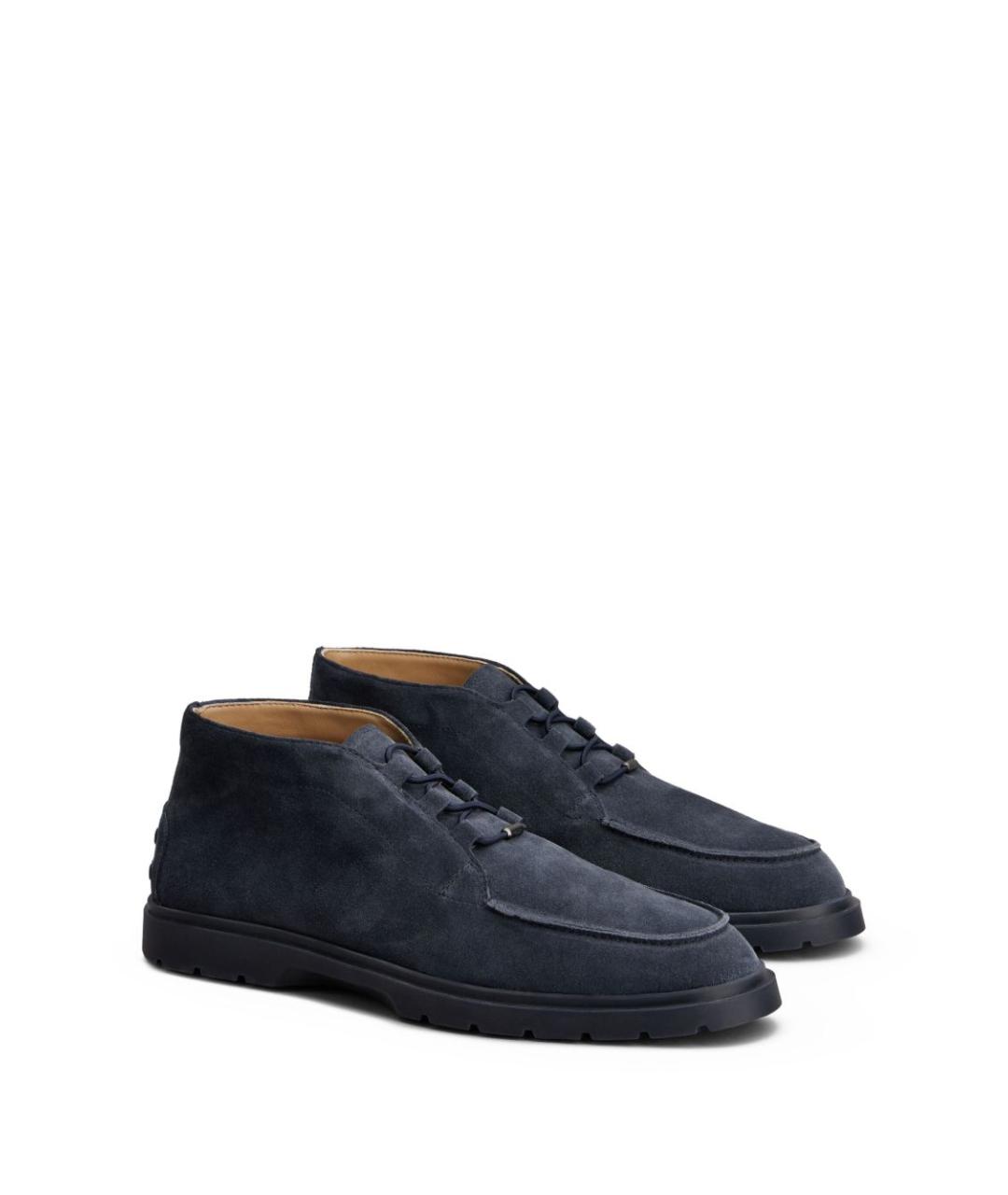 TOD'S Темно-синие кожаные низкие ботинки, фото 5