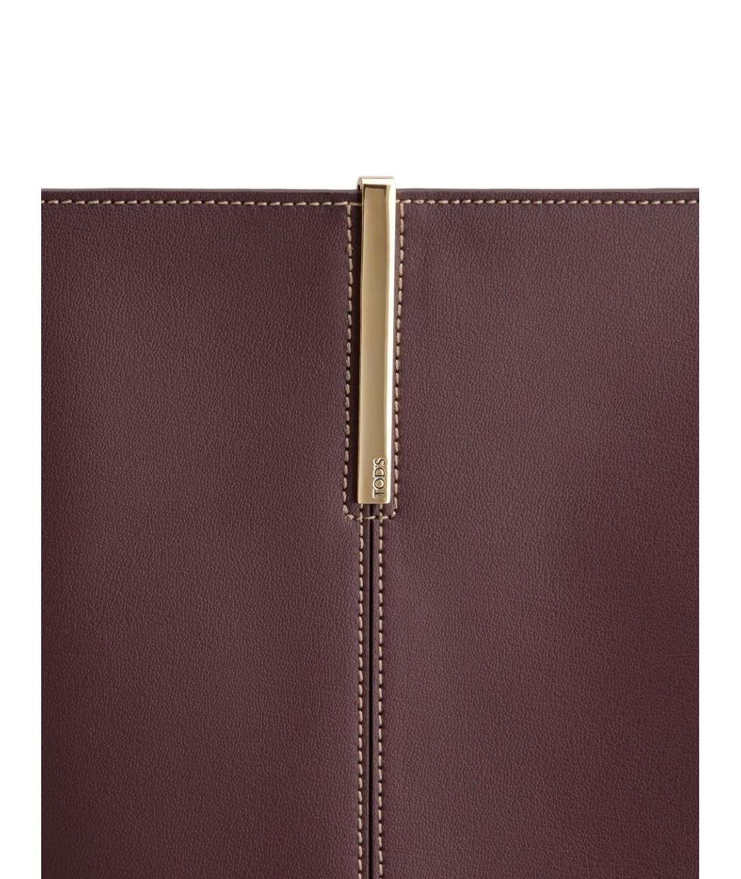TOD'S Бордовая кожаная сумка тоут, фото 3