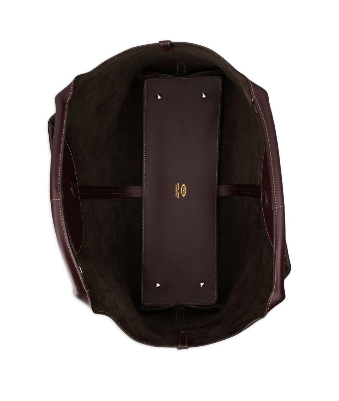 TOD'S Бордовая кожаная сумка тоут, фото 2