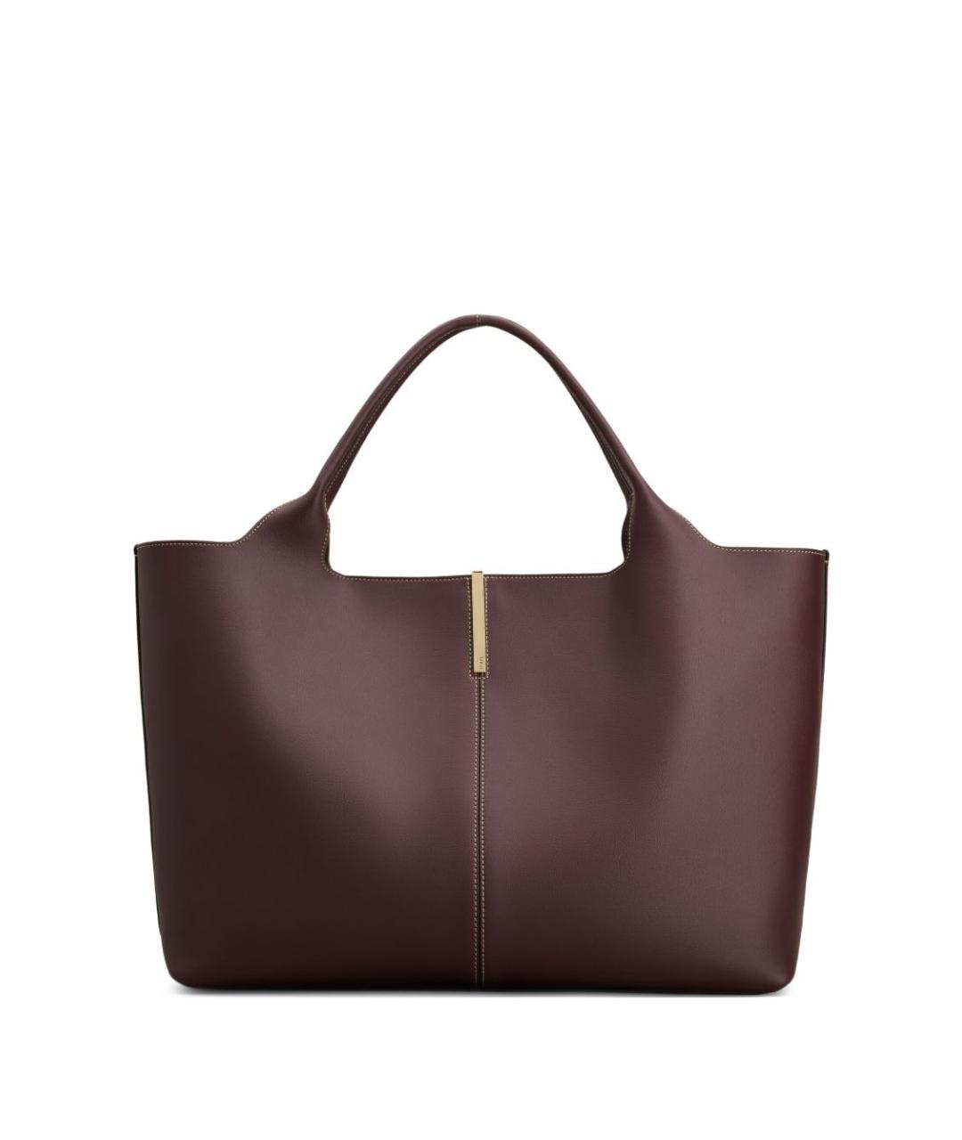 TOD'S Бордовая кожаная сумка тоут, фото 1