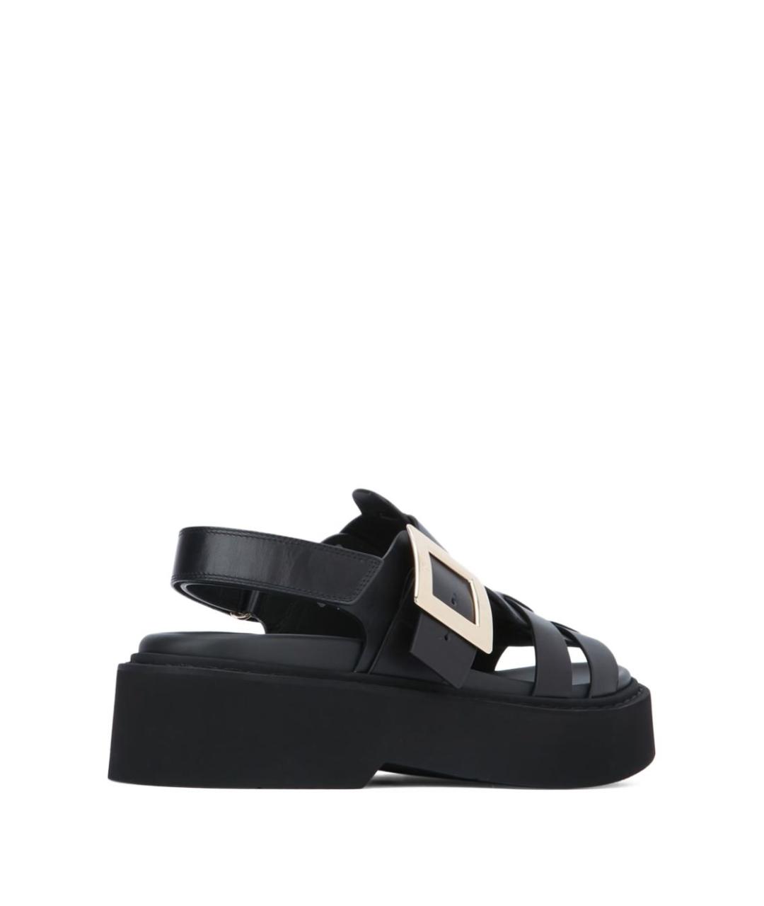 ROGER VIVIER Черные кожаные сандалии, фото 3