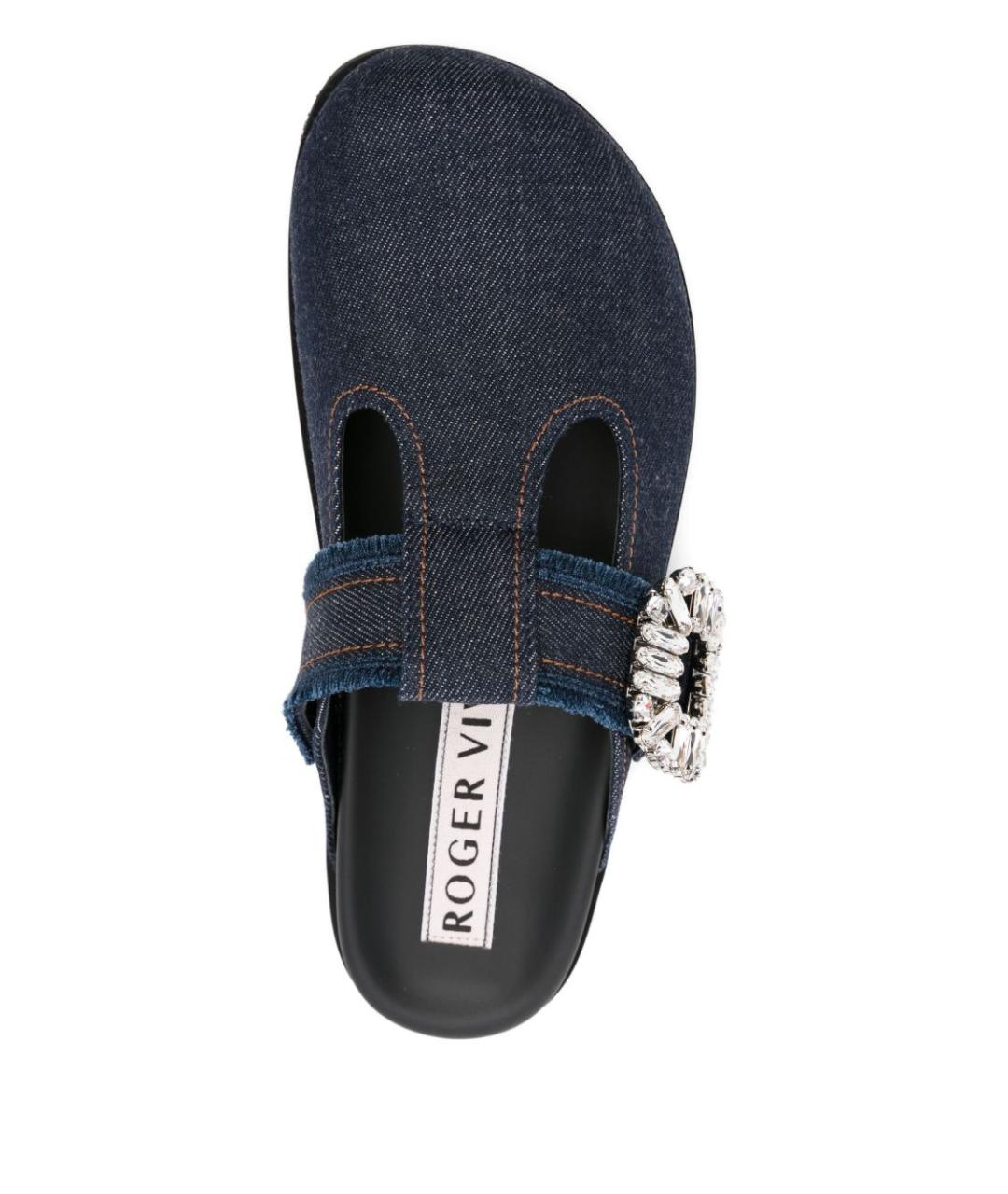 ROGER VIVIER Синие текстильные сабо, фото 4
